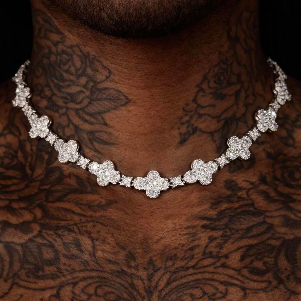 Silver Cross Necklace With Clear C 55 F